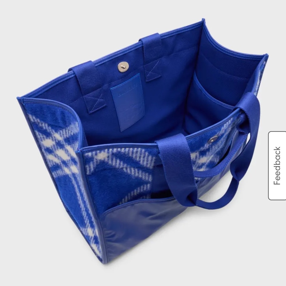 Burberry
Men's Check Wool and Leather Shopper Tote Bag
